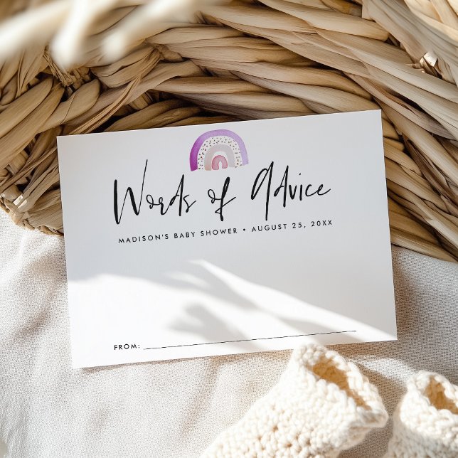 Tarjeta De Consejos Cuple morado acuarela Arcoiris Baby Shower (Subido por el creador)