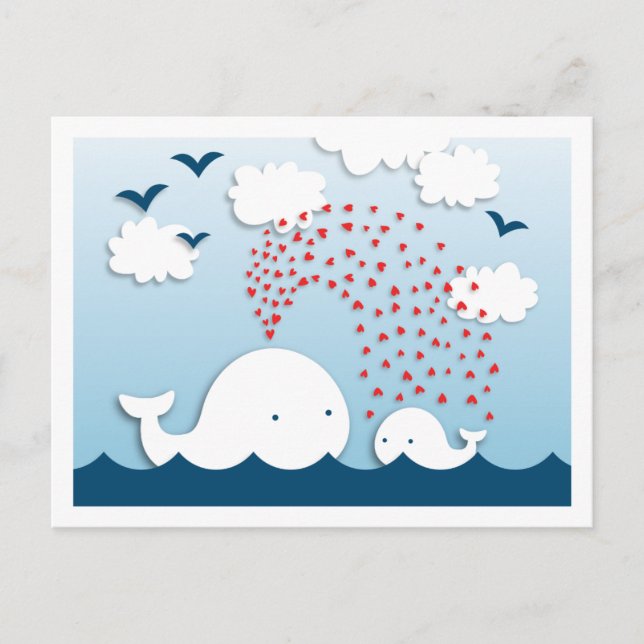 Tarjeta De Consejos Cute Ballenas Blancas Palabras de consejo, mamá po (Anverso)