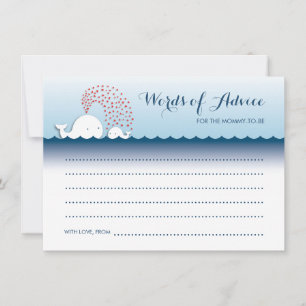Tarjeta De Consejos Cute Ballenas Blancas Palabras elegantes de tarjet