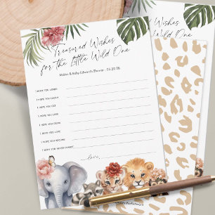 Tarjeta De Consejos Cute Safari Wild One Baby Wishes Card
