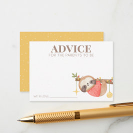 Tarjeta De Consejos Cute Watercolor Wild One Sloth Baby Shower