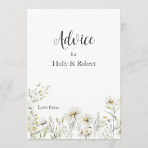 Tarjeta De Consejos Dalia de prado silvestre Kraft Floral Boda 