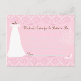 Tarjeta De Consejos Damask Bridal Shower Advice card para la novia