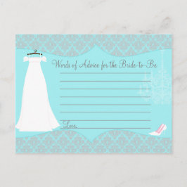 Tarjeta De Consejos Damask Bridal Shower Advice card para la novia