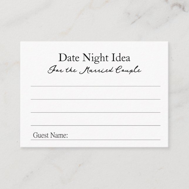 Tarjeta De Consejos Date Night Ideas Advice Card (Anverso)