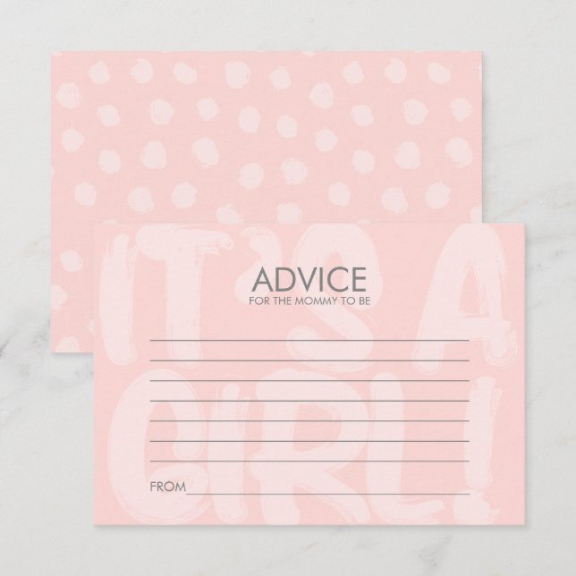 Tarjeta De Consejos De Baby Shower Rosa Para Mamá (Anverso / Reverso)