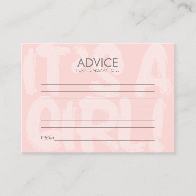 Tarjeta De Consejos De Baby Shower Rosa Para Mamá (Anverso)