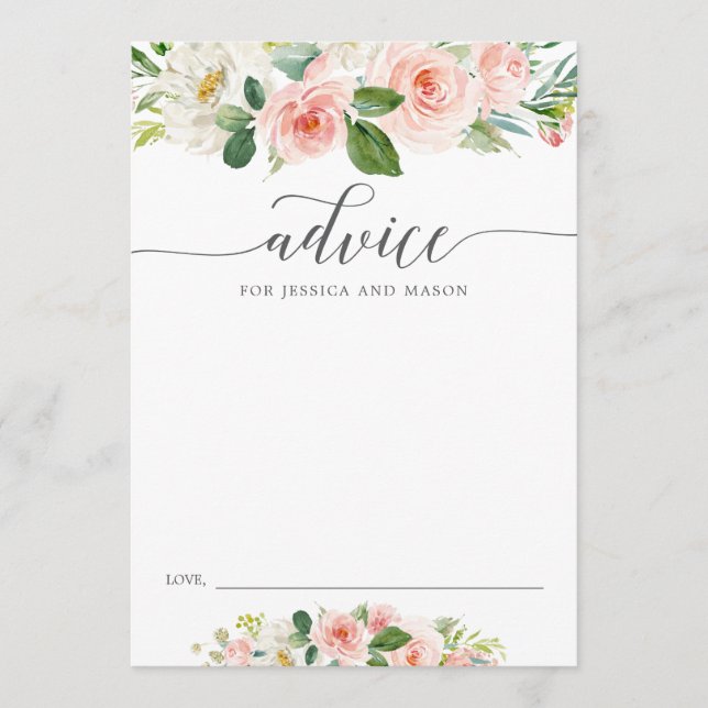 Tarjeta de consejos de Blushing Blooms para novia  (Anverso)