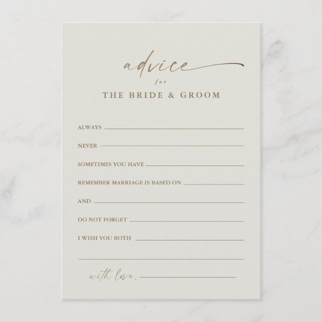 Tarjeta de Consejos de Boda Boho con Letra Moderna (Anverso)