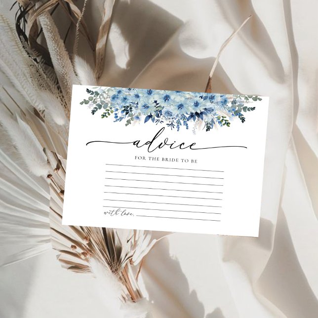 Tarjeta de consejos de boda boho floral azul (Subido por el creador)