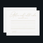 Tarjeta de Consejos de Boda Clásica Dorada<br><div class="desc">Esta tarjeta de consejos de boda clásica dorada es perfecta para una boda rústica. El diseño simple y elegante presenta tipografía clásica y elegante en dorado. Estas tarjetas son perfectas para una boda, fiesta de soltera, baby shower, fiesta de graduación y más. Personaliza las tarjetas con los nombres de la...</div>