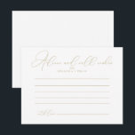 Tarjeta de Consejos de Boda Clásica Dorada<br><div class="desc">Esta tarjeta de consejos de boda clásica dorada es perfecta para una boda rústica. El diseño simple y elegante presenta tipografía clásica y elegante en dorado. Estas tarjetas son perfectas para una boda, fiesta de soltera, baby shower, fiesta de graduación y más. Personaliza las tarjetas con los nombres de la...</div>