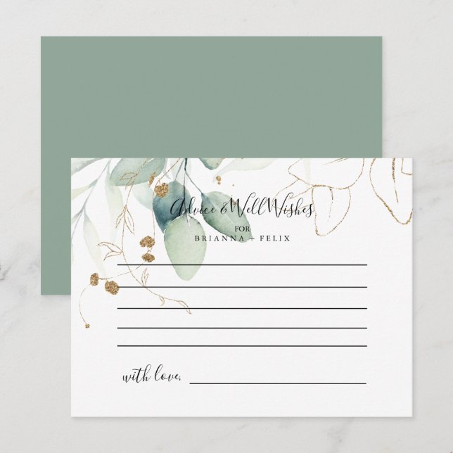 Tarjeta de Consejos de Boda con Caligrafía de Euca (Anverso / Reverso)