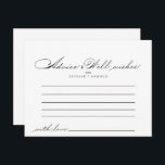 Tarjeta de Consejos de Boda con Caligrafía Elegant<br><div class="desc">Esta tarjeta de consejos de boda con caligrafía elegante es perfecta para una boda moderna. El diseño simple y elegante cuenta con tipografía clásica y sofisticada en negro y blanco. Estas tarjetas son ideales para una boda, fiesta de regalos para la novia, baby shower, fiesta de graduación y más. Personalice...</div>