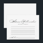 Tarjeta de Consejos de Boda con Caligrafía Elegant<br><div class="desc">Esta tarjeta de consejos de boda con caligrafía elegante es perfecta para una boda moderna. El diseño simple y elegante cuenta con tipografía clásica y sofisticada en negro y blanco. Estas tarjetas son ideales para una boda, fiesta de regalos para la novia, baby shower, fiesta de graduación y más. Personalice...</div>