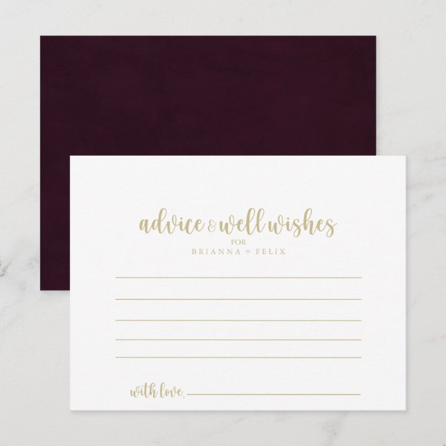 Tarjeta de Consejos de Boda con Caligrafía en Burg (Anverso / Reverso)