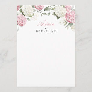 Tarjeta de Consejos de Boda con Hortensia Rosa Flo