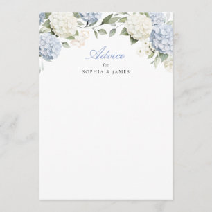 Tarjeta de consejos de boda con verde y hortensia 
