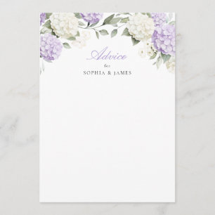 Tarjeta de Consejos de Boda con Verde y Hortensias