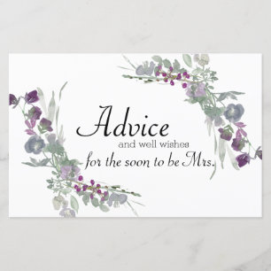 Tarjeta de Consejos de Boda de Aquarela Flores Sil