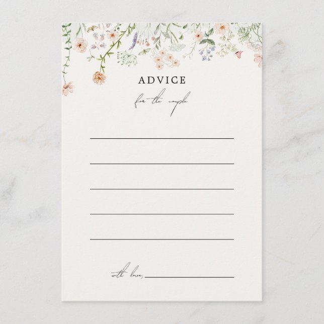 Tarjeta de Consejos de Boda de Flores Silvestres R (Anverso)