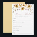 Tarjeta de Consejos de Boda de Girasoles Elegantes<br><div class="desc">En general, la tarjeta de Desayuno Nupcial "Consejos y Deseos de Girasol para Novia y Novio" es una mezcla impresionante de encanto otoñal y elegancia artística. Las intrincadas ilustraciones de girasoles, la cautivadora paleta de colores y la exquisita caligrafía se unen para crear un diseño visualmente impresionante y emocionalmente significativo....</div>