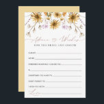 Tarjeta de Consejos de Boda de Girasoles Elegantes<br><div class="desc">En general, la tarjeta de Despedida de Soltera "Sunflower Advice & Wishes for Bride and Groom" es una mezcla impresionante de encanto otoñal y elegancia artística. Las intrincadas ilustraciones de girasoles, la cautivadora paleta de colores y la exquisita caligrafía se unen para crear un diseño visualmente impresionante y emocionalmente significativo....</div>