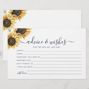 Tarjeta de Consejos de Boda de Girasoles Florales