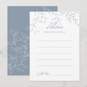 Tarjeta de Consejos de Boda de Hoja Mínima Azul Po
