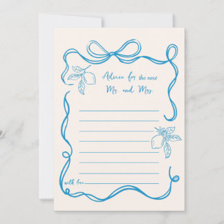Tarjeta de consejos de boda de limón dibujada a ma
