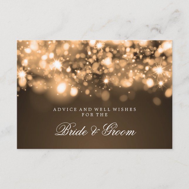 Tarjeta de Consejos de Boda Luces Brillantes Dorad (Anverso)