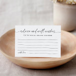 Tarjeta De Consejos De Boda Y De Bienestar<br><div class="desc">Everleigh Collection: una colección impresionante y minimalista que presenta un tipo de letra caligráfica moderno, moda y elegante. Esta colección ofrece un diseño atemporal y elegante, perfecto para cualquier evento, desde bodas hasta duchas para bebés y todo lo demás. Disfrute de la elegancia y sofisticación de la colección Everleigh y...</div>