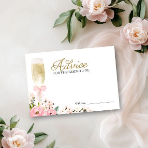 Tarjeta de Consejos de Champán Floral Rosa para la