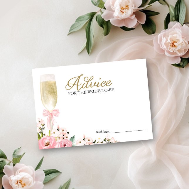 Tarjeta de Consejos de Champán Floral Rosa para la (Subido por el creador)