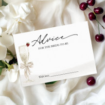 Tarjeta de consejos de desayuno de boda con champá