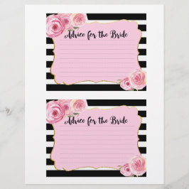 Tarjeta de consejos de despedida de soltera con fl