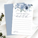 Tarjeta de consejos de despedida de soltera floral<br><div class="desc">Tarjeta de consejos de despedida de soltera floral azul polvoriento. Artículos coincidentes disponibles. Ver toda la colección aquí: https://www.zazzle.com/collections/elegant_dusty_blue_floral_bouquet-119743866163758178</div>