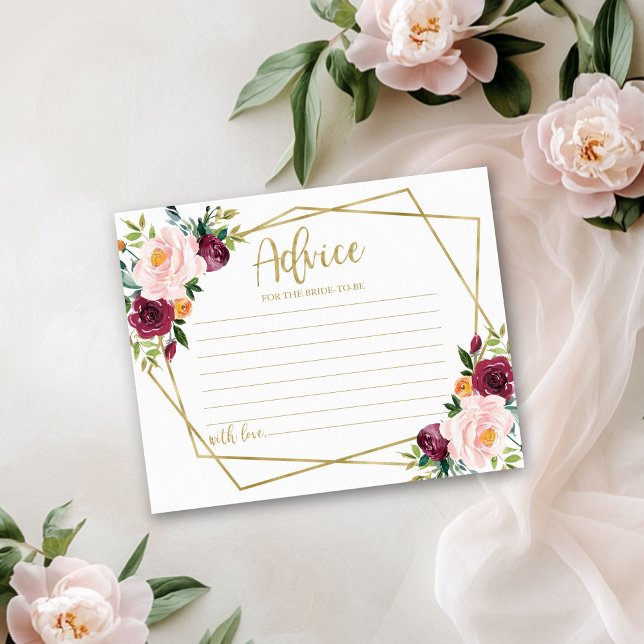 Tarjeta de Consejos de Despedida de Soltera Floral (Subido por el creador)