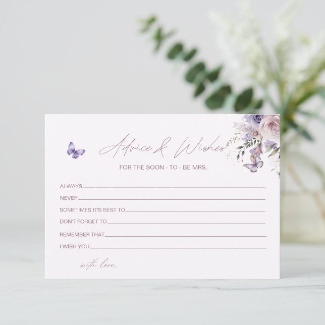 Tarjeta de consejos de ducha de mariposa floral (Anverso de pie)