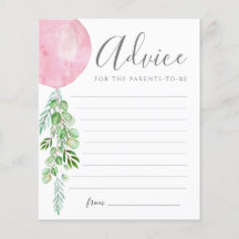 Tarjeta De Consejos De Globos Rosa Para Bebés