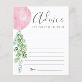 Tarjeta De Consejos De Globos Rosa Para Bebés