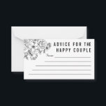Tarjeta de consejos de matrimonio floral moderna e<br><div class="desc">Un diseño floral moderno en una paleta de colores monocroma que consiste en amapolas y rosas dibujadas en negro sobre fondo blanco.</div>
