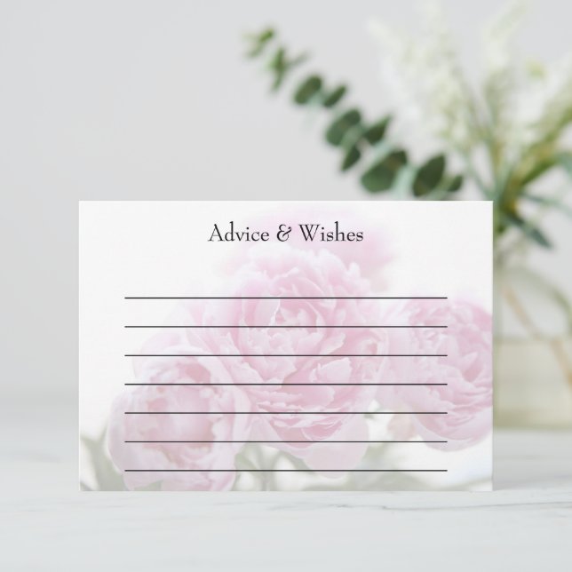 Tarjeta de consejos de peonías rosadas (Anverso de pie)