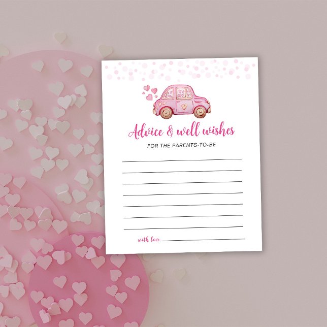 Tarjeta de consejos de pequeño coche rosa (Subido por el creador)