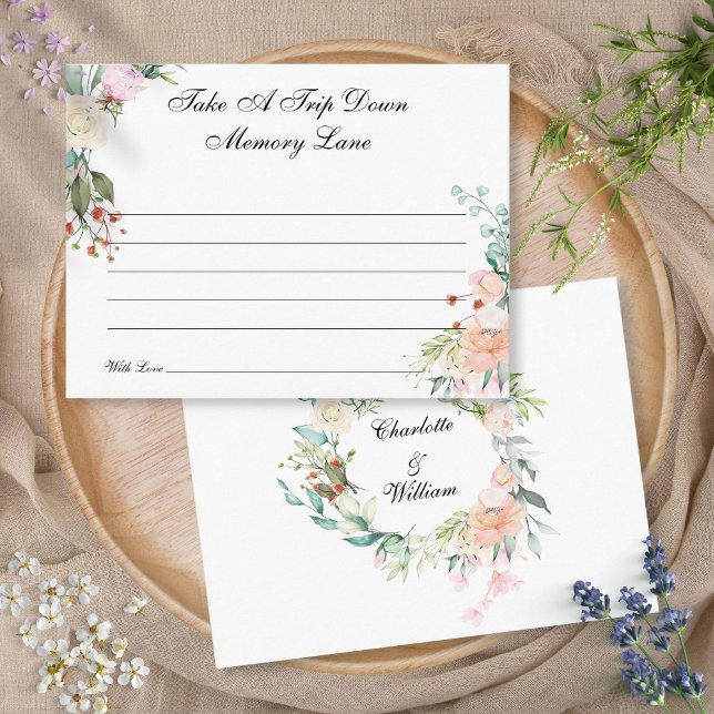 Tarjeta de Consejos de Rosas Florales en Acuarela  (Watercolor Roses Floral Memories Advice Card)