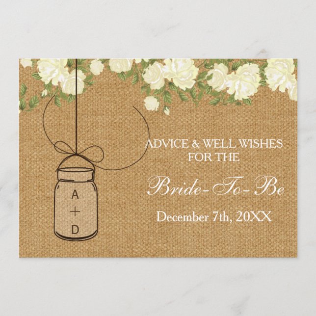 tarjeta de consejos de saludos para la novia burla (Anverso)