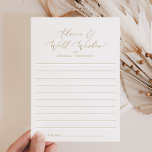 Tarjeta De Consejos Delicada caligrafía de oro surgida bien y<br><div class="desc">Esta delicada caligrafía dorada está llena de buenos deseos y tarjetas de consejo, es perfecta para un boda moderno y se puede usar para cualquier evento. El romántico diseño minimalista presenta una encantadora y elegante tipografía de champán amarillo dorado sobre un fondo blanco con un aspecto limpio y sencillo. Estas...</div>