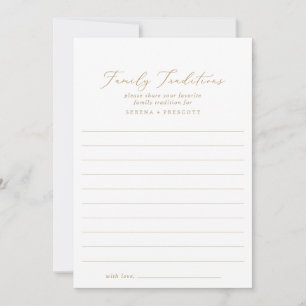 Tarjeta De Consejos Delicada caligrafía dorada tradiciones familiares