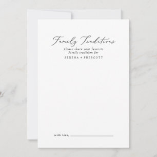 Tarjeta De Consejos Delicadas tradiciones familiares de caligrafía neg