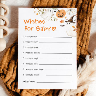 Tarjeta De Consejos Deseos de Baby Shower de Halloween para Bebé Littl